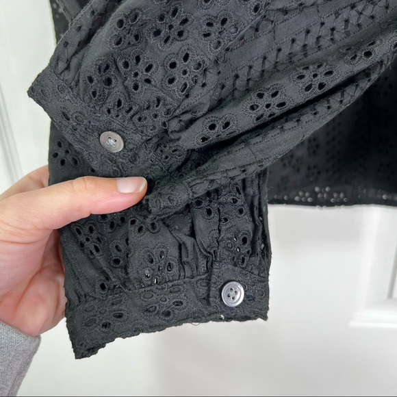 Madewell Eyelet Lace Double Tie Peasant Top in Black Size M - Picture 7 of 11